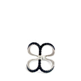 14k White Gold .89ct Round Black Diamond/.12ct Round Diamond Open Head
